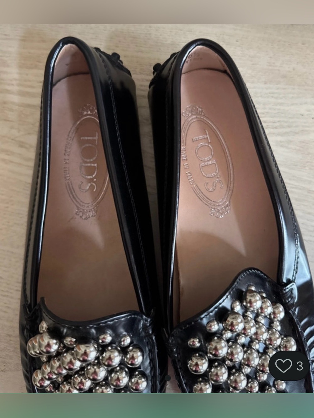 Tod's Black Leather Studded Driving Loafer - Picture 5 of 8